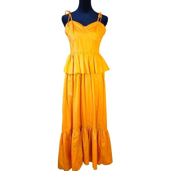 MISA Los Angeles Rosie Bustier Peplum-Waist Poplin Maxi Dress - Picture 1 of 10